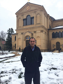 IN A GOOD PLACE- James Thomson in front of the Franciscan Monastery of the Holy Land in Washington DC..jpg IN A GOOD PLACE- James Thomson in front of the Franciscan Monastery of the Holy Land in Washington DC..jpg